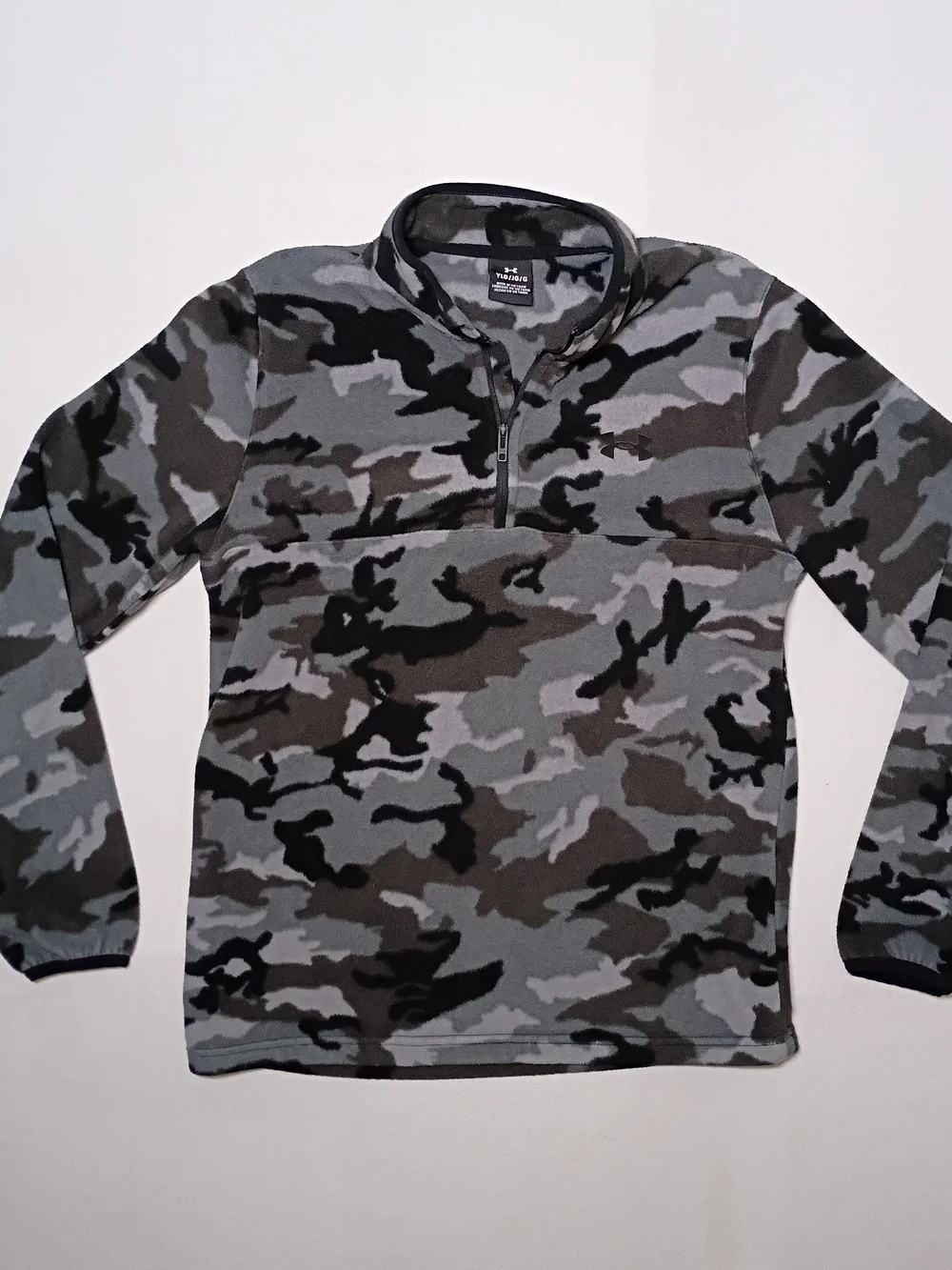 Under Armour Youth Pullover 1/4 Zip Fleece Camouflage Large Gray